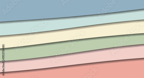 A layered abstract design featuring flowing, colorful horizontal bands