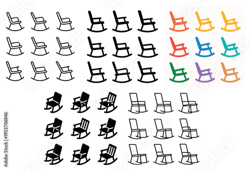 Home icons with rocking chair seat minimal