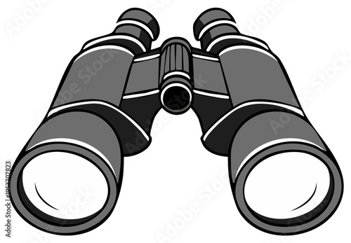 Detailed Illustration of Binoculars for Bird Watching and Outdoor Adventures, Featuring Optical Lenses and Durable Construction