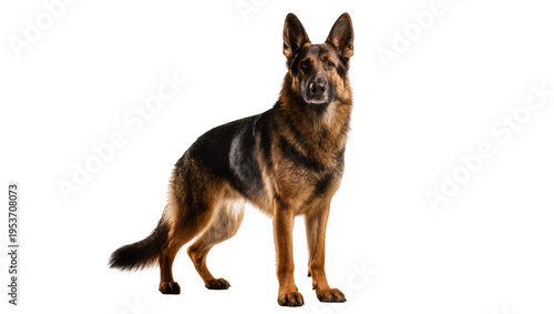 Konstfotografi Majestic German Shepherd dog standing proudly, looking directly at the camera, f