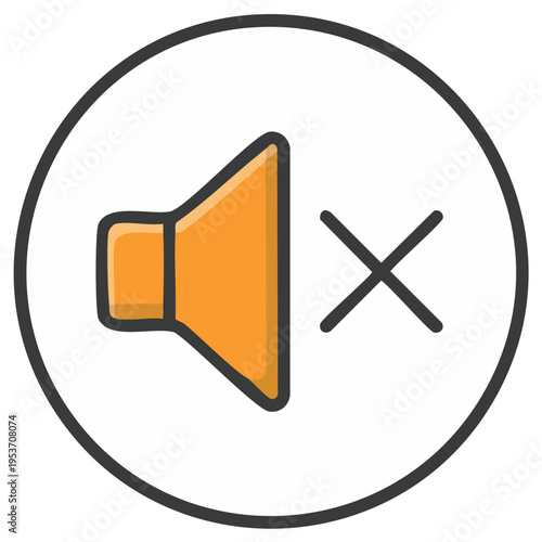 Orange speaker icon with a mute symbol inside a circle