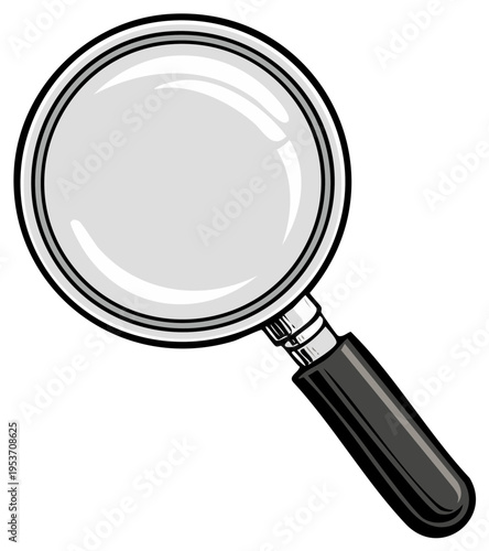 Magnifying glass vector illustration search and discovery tool cartoon style