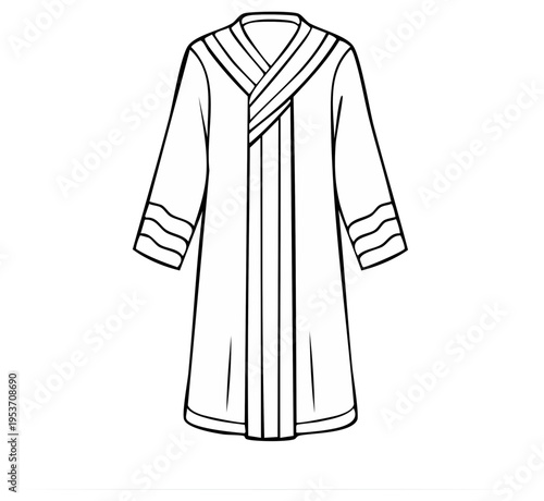 Minimalist robe line art illustration, clothing garment design