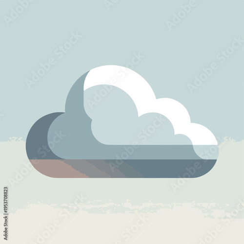 A minimalist depiction of a cumulus cloud in soft muted pastel tones