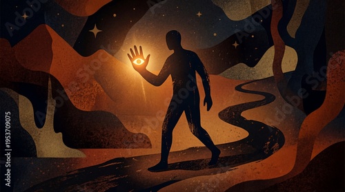 Abstract Grainy Flat Art Representing Intuition, Embodied Wisdom, and The Sensory Spark