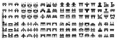 Infrastructure icons with bridge arch pier outline