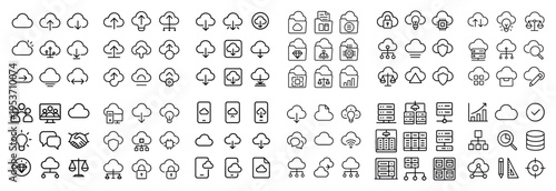 Cloud icons with folder lock outline