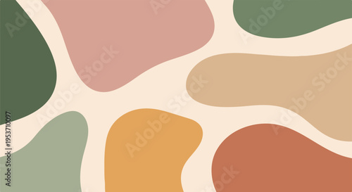 A neutral palette of abstract, organic shapes creates a modern design