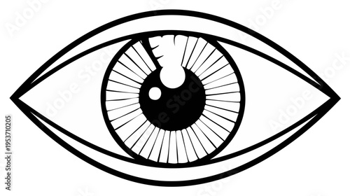 Stylized Black and White Drawing of a Human Eye Iris and Pupil