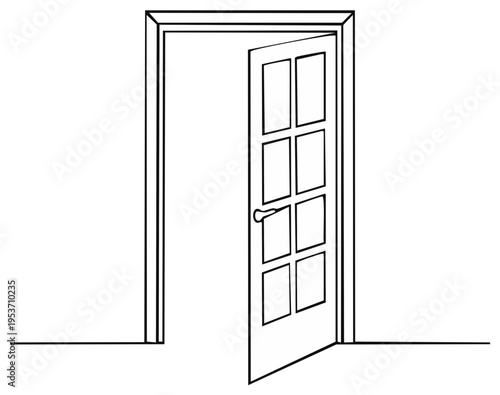 Open door illustration showing threshold offering passage into unseen area within the room