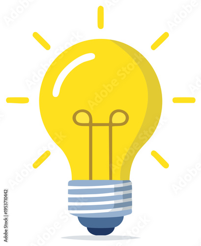 Bright Incandescent Light Bulb Illustration Symbolizing Ideas and Innovation