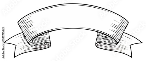 Blank Vintage Ribbon Banner with Sketchy Hatching Lines for Text