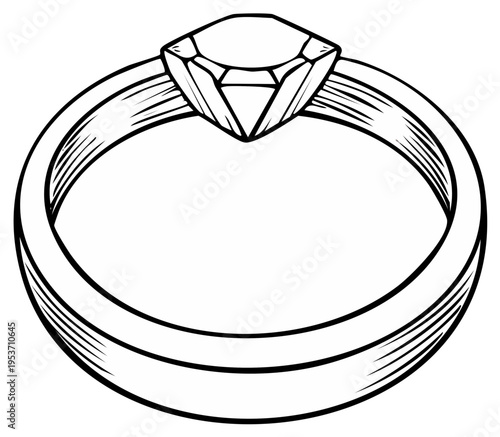 Illustration of a diamond ring, engagement, proposal concept