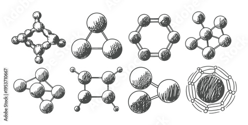 Hand-Drawn Molecular Structures: A Collection of Chemical Bonds and Atoms