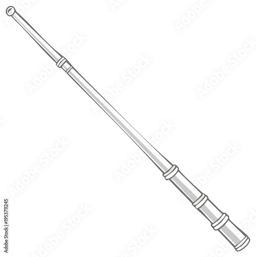 Illustration of a slender silver rod design, isolated on white background
