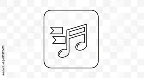 Musical Note Icon with Flags, Representing Music Charts or Playlists.