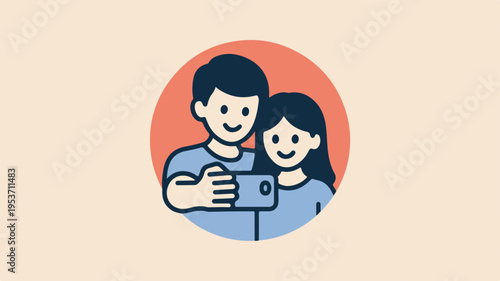 Smiling couple taking selfie together happy people sharing moment social media friendship and technology concept