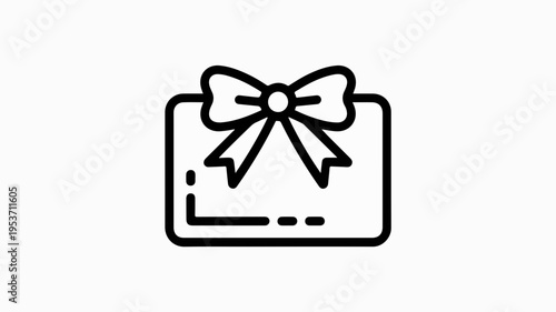 Gift card icon with a bow on a present symbolizing a thoughtful present or reward