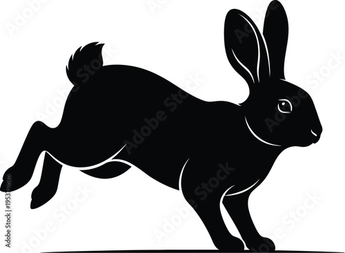 Black rabbit silhouette on a white background