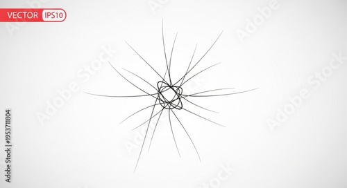 Abstract Shattered Glass Design with Radial Cracks and Splintered Effect.