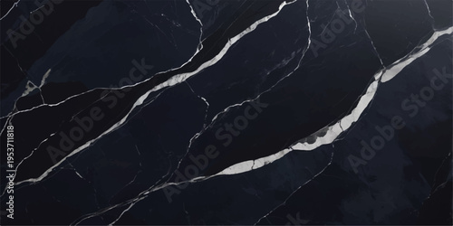 An abstract black background features a bright blue lightning bolt strike flashing through a dark night sky during a powerful electrical thunderstorm energy storm