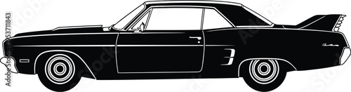 Stylized vintage sports car graphic artwork icon