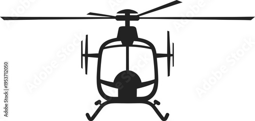 Helicopter icon silhouette front view aviation