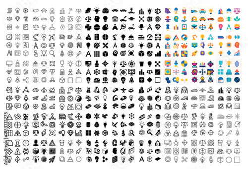 Business icons with scale house car colorful