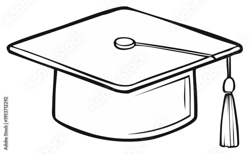 Academic Graduation Cap with Tassel Outline