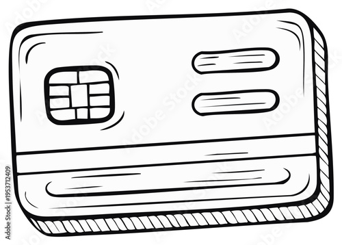 Illustration of a modern digital payment card featuring an embedded microchip for transactions