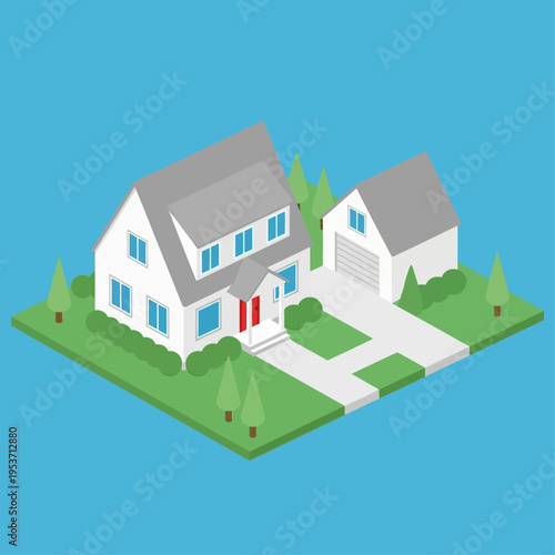 3D isometric illustration of a house.