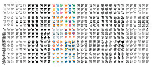 Shopping icons with cart basket bag minimal