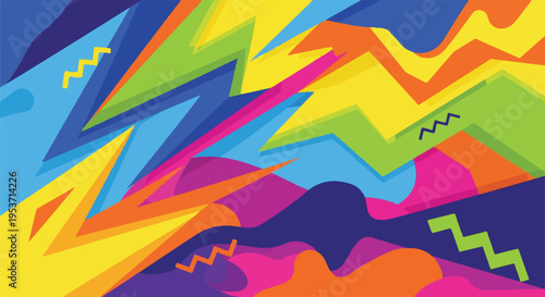 A vibrant abstract composition with a playful interplay of shapes