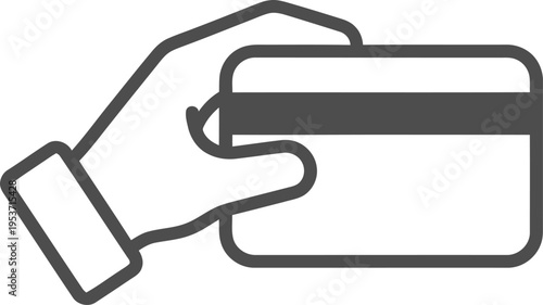 Hand holding credit card vector icon