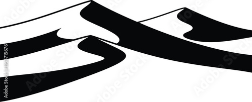 Artistic black and white abstract sand dune symbol