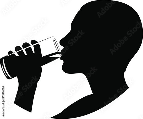 Silhouette of Person Drinking from a Glass