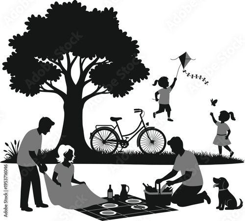 Family enjoying a delightful outdoor picnic in nature