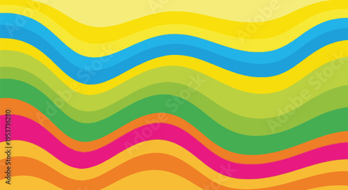 A vibrant abstract image featuring multicolored, undulating waves