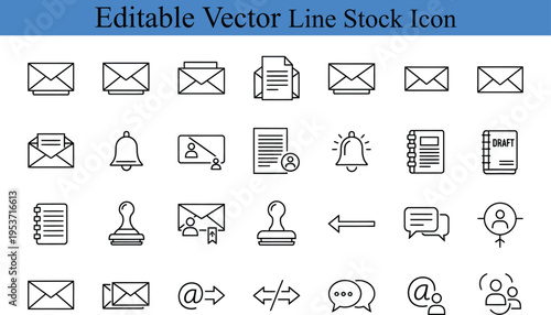 Email and communication icons vector set