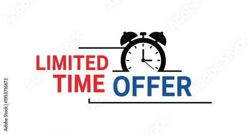 A vibrant promotional graphic displays limited time offer text with a striking alarm clock silhouette high quality professional detailed modern elegant