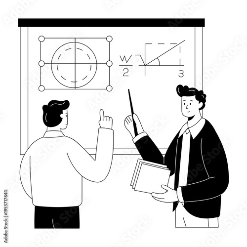 An outline style illustration depicting math tutor