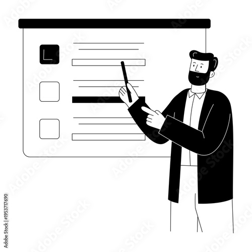 An outline style illustration depicting tutor