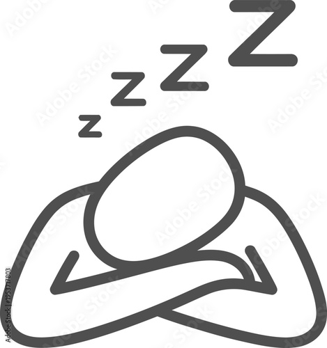 Vector illustration of a sleeping person with zzz, minimalist line art
