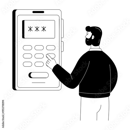 A linear style illustration representing transaction pin