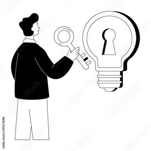 A glyph style illustration showing unlocking potential