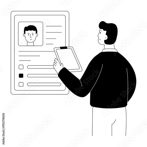 A glyph style illustration showing employee profile