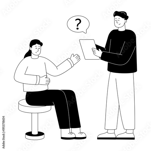 A linear style illustration representing job interview