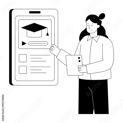 A linear style illustration representing study app