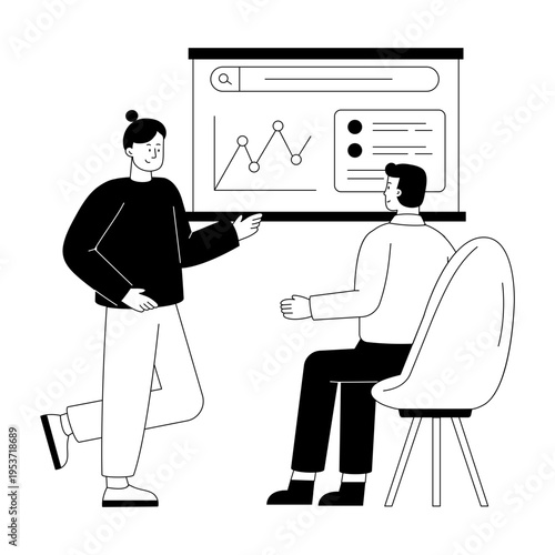 A line style illustration showing mentorship