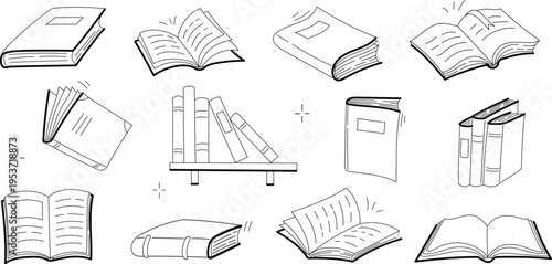 silhouette Open black book side perspective drawing icons minimal back book notebook on the upside down outline laying